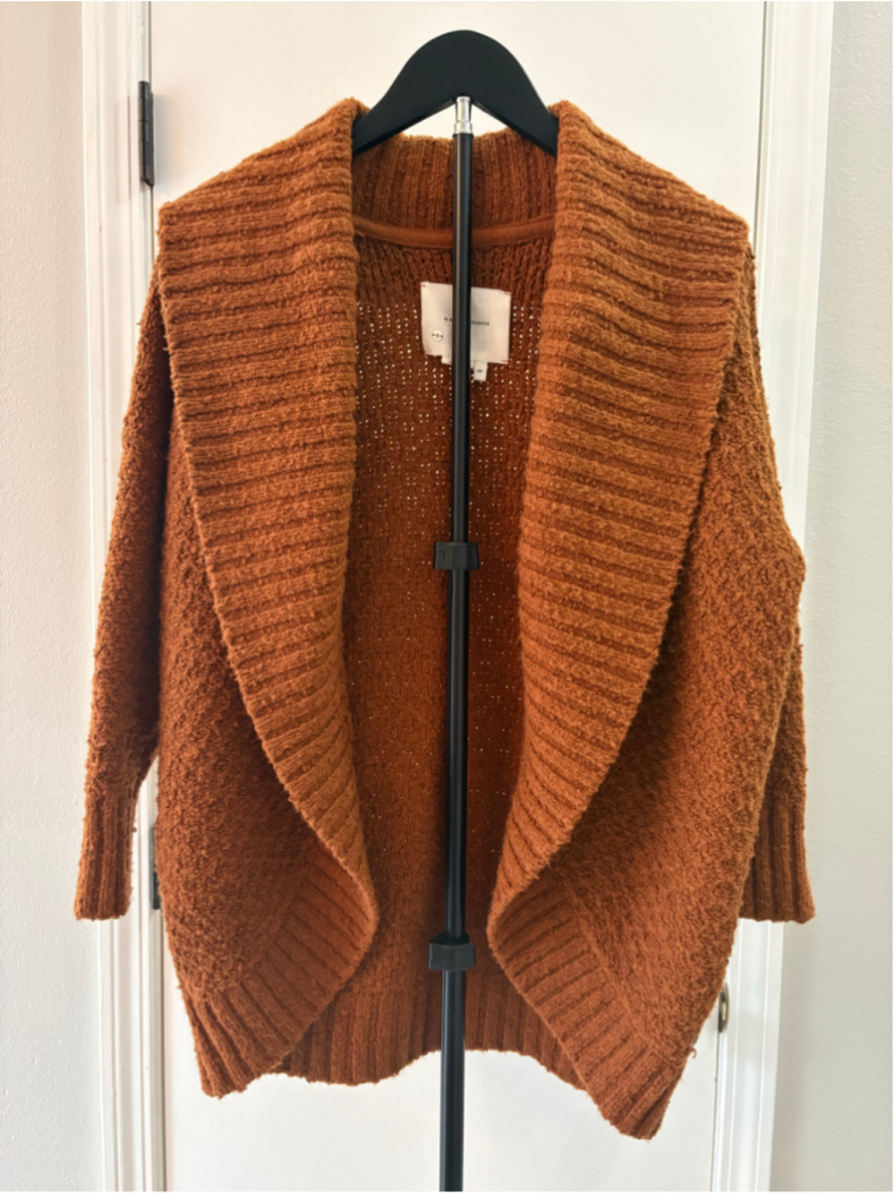 Anthropologie Denise Textured Cocoon Cardigan Sweater Rust Orange XSP / XS Petit